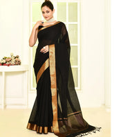 Black Pure Cotton Woven Mangalagiri Saree